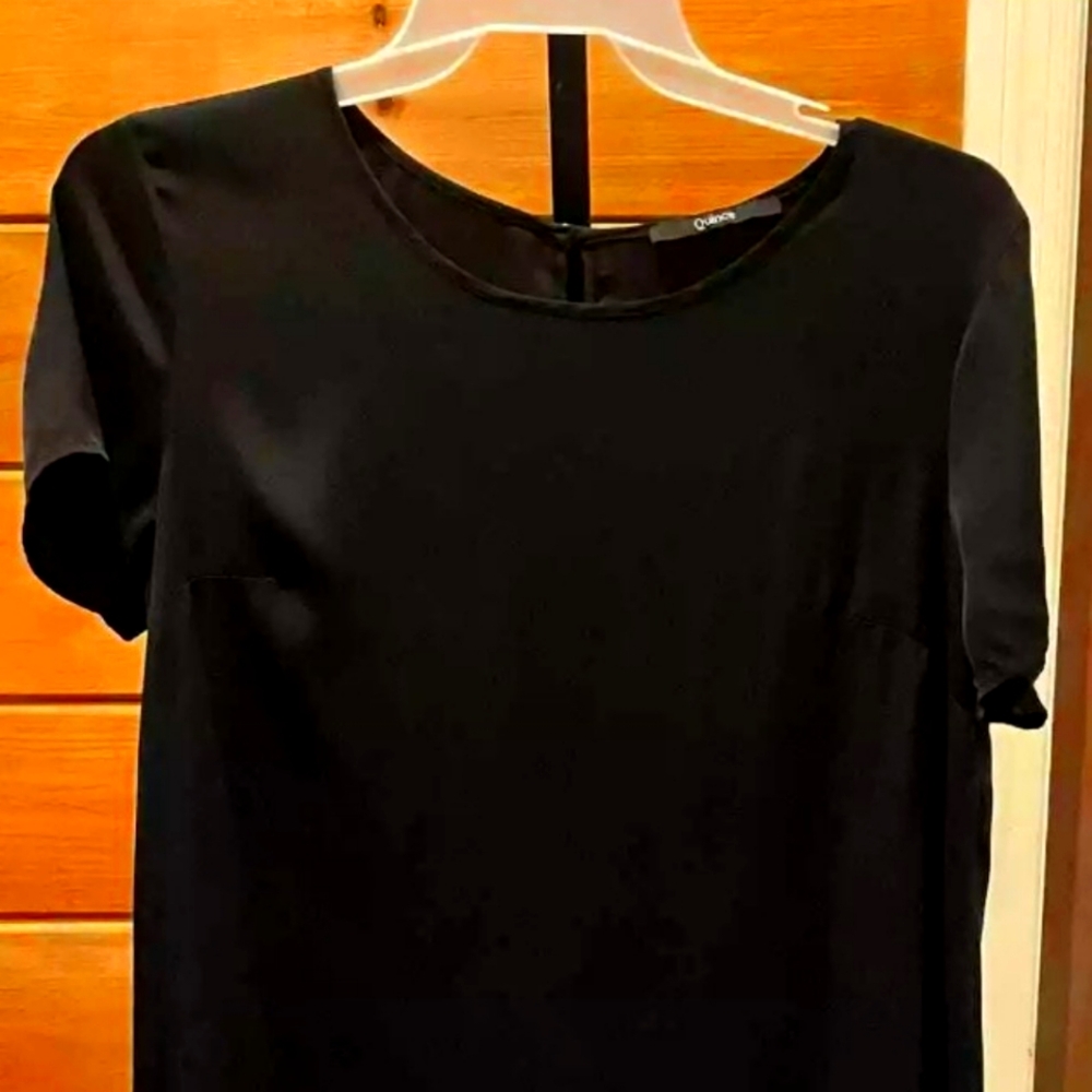 90% silk Quince black tee dress XL